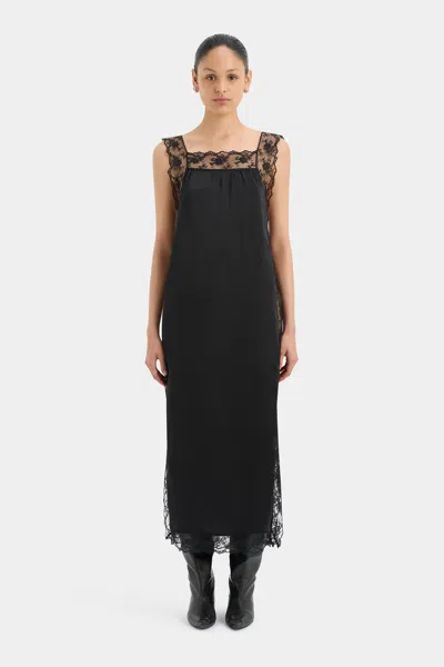Sir Aries Square Neck Lace Slip In Black