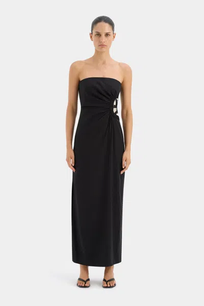 Sir Dorian Strapless Midi Dress In Black