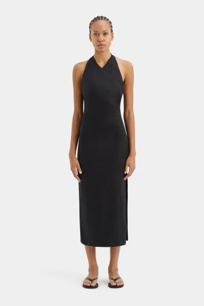 Sir Iris Halter Midi Dress In Black