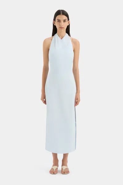 Sir Iris Halter Midi Dress In Light Blue