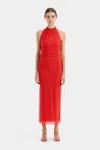 Sir Jacques Mesh Halter Midi Dress In Pomelo