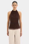 Sir Jacques Mesh Halter Top In Chocolate