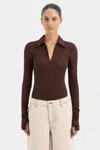 Sir Jacques Mesh Zip Bodysuit In Chocolate