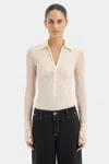 Sir Jacques Mesh Zip Bodysuit In Ecru
