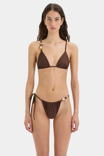 Sir Jeanne Beaded String Triangle Top In Chocolate