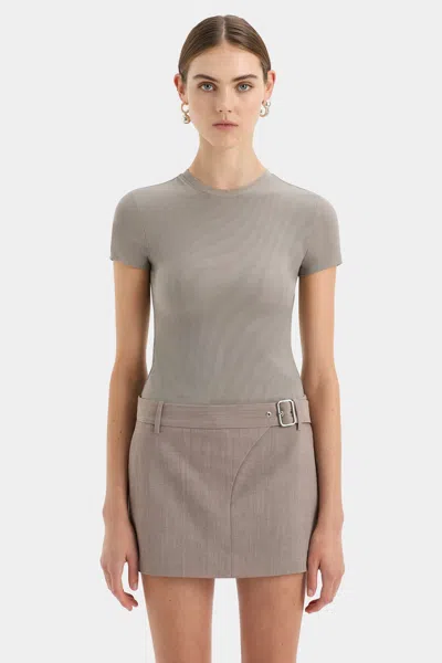 Sir Leonardo Belted Mini Skirt In Taupe