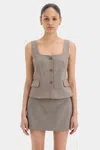 Sir Leonardo Button Down Bodice In Taupe
