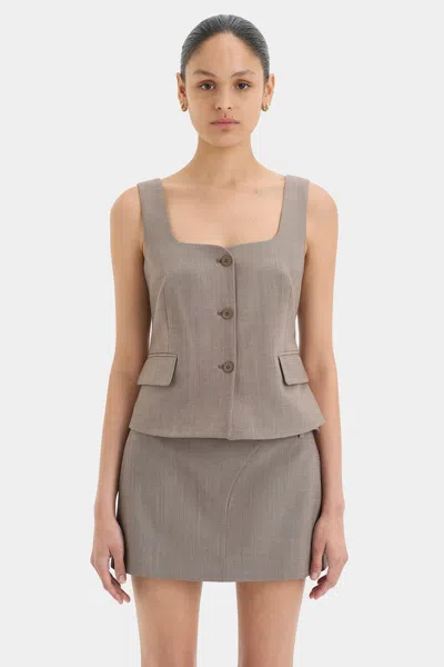 Sir Leonardo Button Down Bodice In Taupe