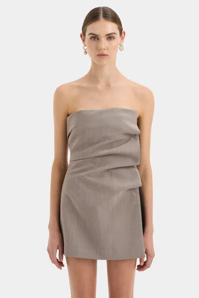 Sir Leonardo Pleated Mini Dress In Taupe