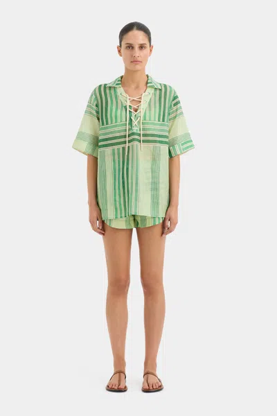Sir Marisol Corded Shirt In Green Patchwork Stripe
