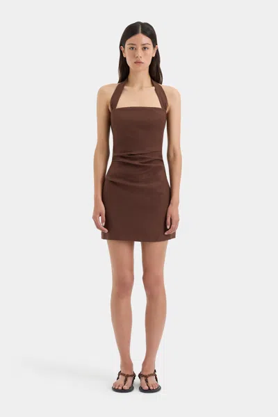 Sir Noemi Halter Mini Dress In Chocolate