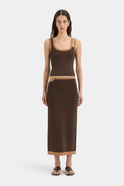 Sir Salvador Beaded Midi Skirt In Biscotti