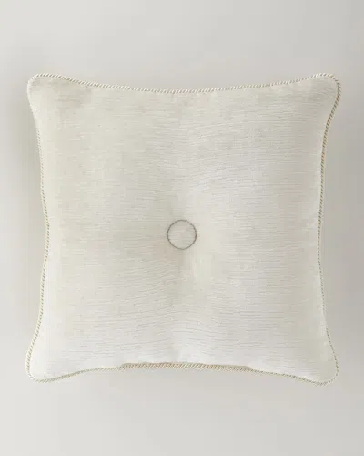 Austin Horn Collection Annabelle Velvet Button Pillow, 20" Square In Ivory