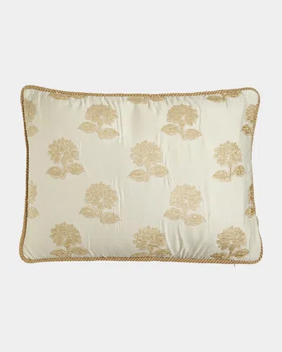 Austin Horn Collection Antoinette King Sham With Chenille Flowers & Cord Trim In White