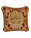 Austin Horn Collection Bellissimo Square Chenille Pillow With Fringe, 20"sq. In Rust Red