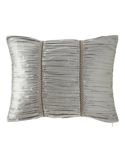 Austin Horn Collection Rockwell Silk Boudoir Pillow, 14" X 20" In Grey