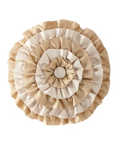 Austin Horn Collection Valencia Ruffled Round Pillow In Gold