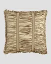 Austin Horn Collection Vienna Ruched Silk European Sham In Oyster