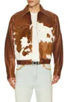 Austin Post Leather Trucker Jacket In Multi