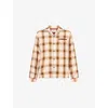 Austin Post Mens  Open-collar Checked Woven Shirt In Neutral