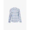Austin Post Mens  Western Plaid Cotton-wool Blend Shirt In Blue