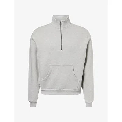 Austin Post Mens Rodeo Fleece Mock Zip Cotton Jumper Heather Grey