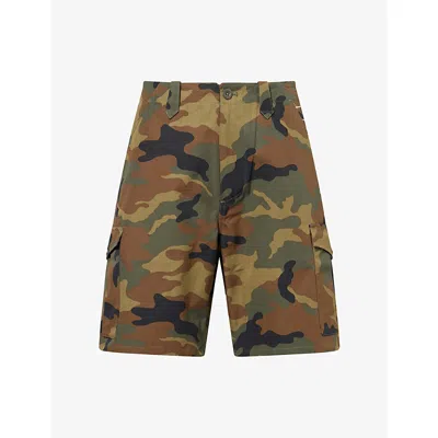 Austin Post Mens Straight-fit Cotton Cargo Shorts Camo