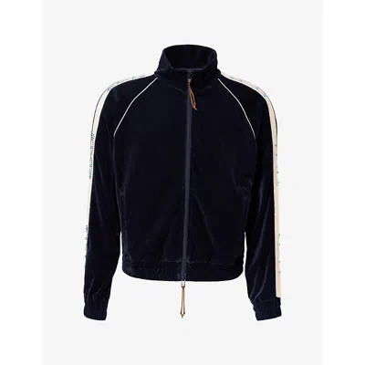 Austin Post Mens Sunset Velour Cotton Track Jacket Navy