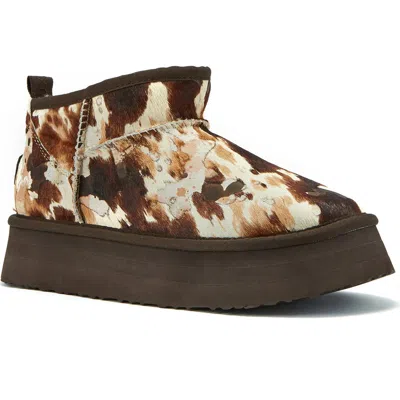 Australia Luxe Collective Cosy Genuine Shearling & Calf Hair Ultra Platform Bootie In Multi