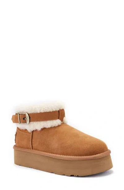 Australia Luxe Collective Eden Genuine Shearling Platform Bootie In Brown