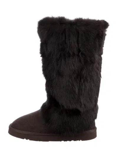 Pre-owned Australia Luxe Collective Faux Fur Boots In Brown