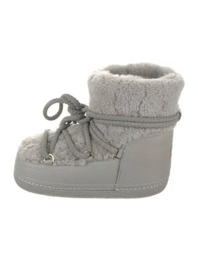 Pre-owned Australia Luxe Collective Fur Printed Lace-up Boots In Gray