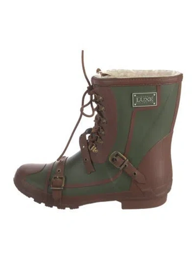 Pre-owned Australia Luxe Collective Rubber Rain Boots In Brown/green