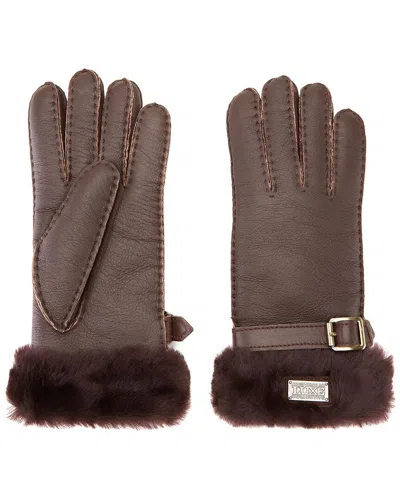 Australia Luxe Collective Sheepskin Cuff Gloves In Brown