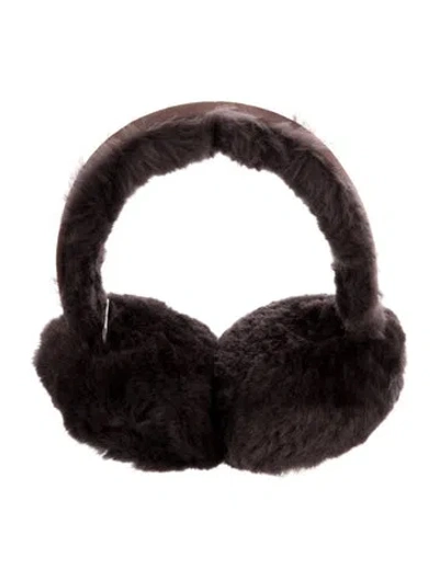 Pre-owned Australia Luxe Collective Sheepskin Suede Earmuffs In Brown