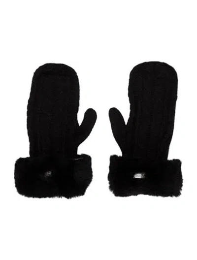Pre-owned Australia Luxe Collective Solid Sheepskin Lined Mittens In Black