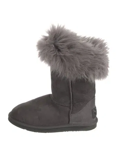 Pre-owned Australia Luxe Collective Suede Fur Trim Boots In Gray