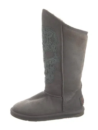 Pre-owned Australia Luxe Collective Suede Lace Pattern Boots In Grey