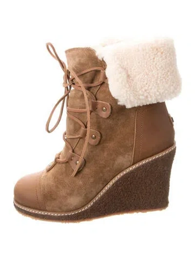 Pre-owned Australia Luxe Collective Suede Lace-up Boots W/ Tags In Brown