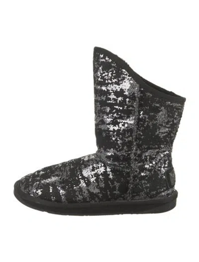Pre-owned Australia Luxe Collective Suede Sequin Embellishments Boots In Black