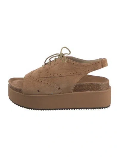 Pre-owned Australia Luxe Collective Suede Slingback Sandals In Brown