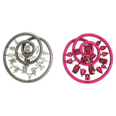 Pre-owned Austy Lee 3.78 Carat Unheat Ruby & 2.28 Carat Diamond Earrings, 18k Rose Gold,  In Red
