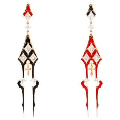 Pre-owned Austy Lee 4.59 Carat Diamond Gothic Flamboyant Earrings, 18k Yellow Gold,