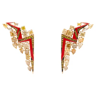 Pre-owned Austy Lee 7.76 Carat Fancy Color Diamond Earrings, 18k Yellow Gold,