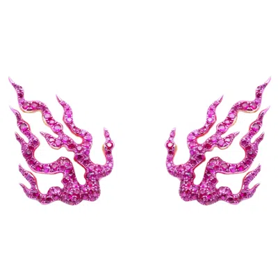 Pre-owned Austy Lee Fire Of Agni Ruby Earrings, 18k Gold,  In Multi