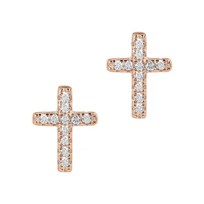 Autentica - 0.10 Cttw Cross Stud Earrings In Gold