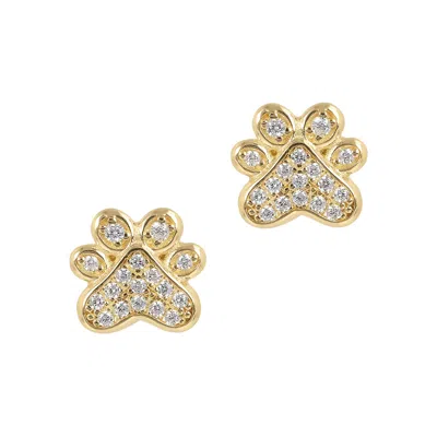 Autentica - 0.15 Cttw Paw Print Stud Earrings In Gold