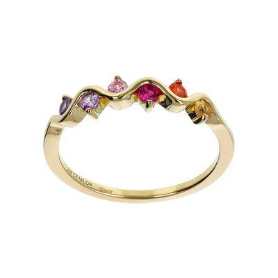Autentica - 0.20 Cttw Multi- Color Wave Design Ring In Gold