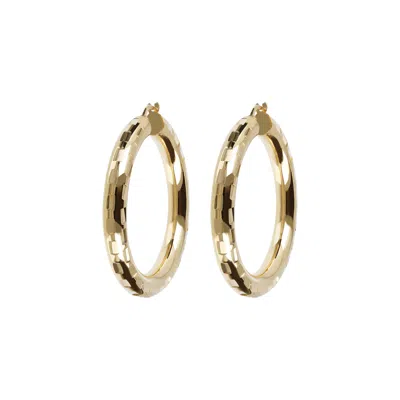 Autentica - 1-1/2" Diamond Cut Disco Earrings In Gold