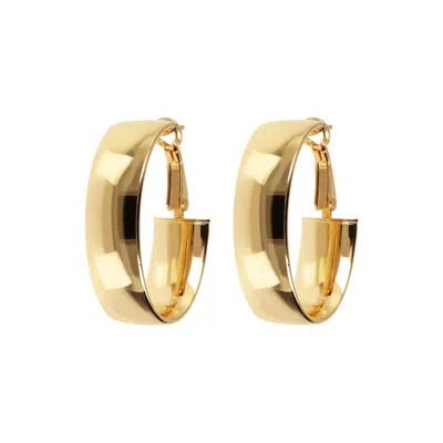 Autentica - 1-1/4" Bold Oval Hoop Omega Back Earrings In Gold